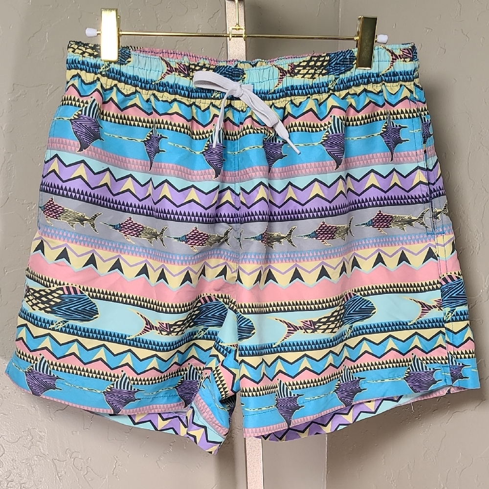 Chubbies Multi-color Tropical Fish Swim Trunks Made In USA Large Shorts